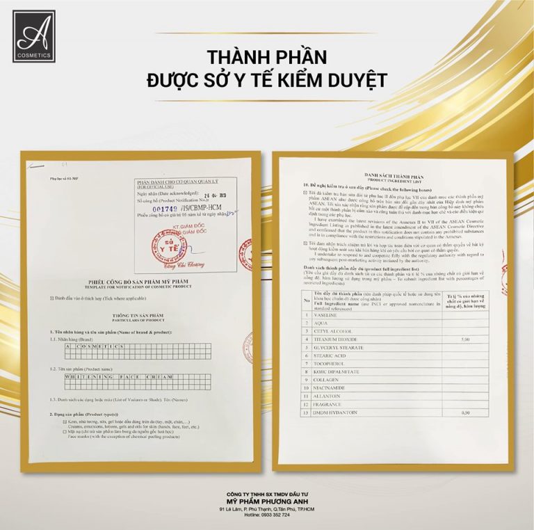 Face Pháp sở y tế cấp phép sản xuất mỹ phẩm 