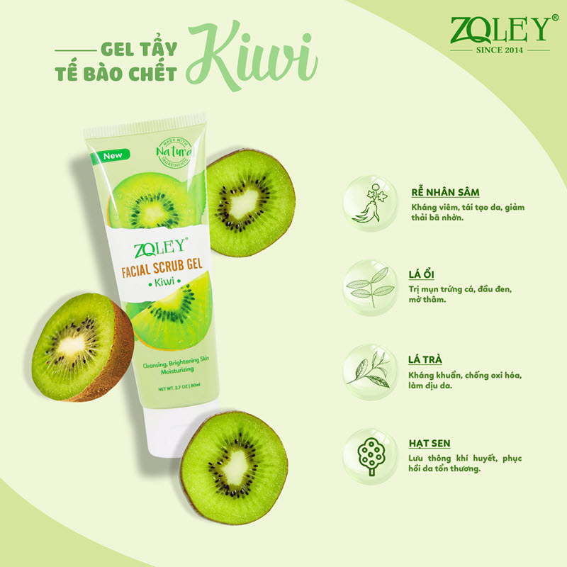 Tẩy da chết da mặt Zoley Kiwi