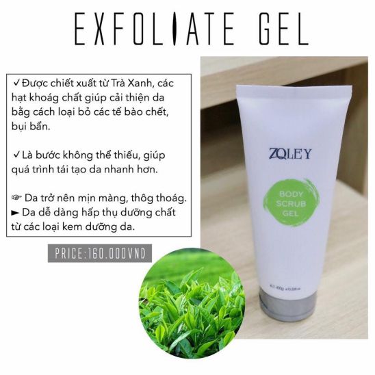 tẩy tế bào chết trà xanh zoley 400gr