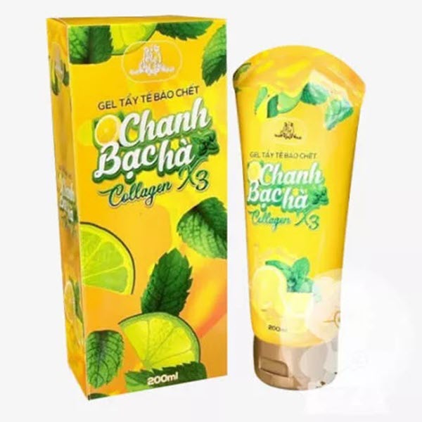 Gel Tẩy Tế Bào Chết Chanh & Bạc Hà Collagen X3 Đông Anh