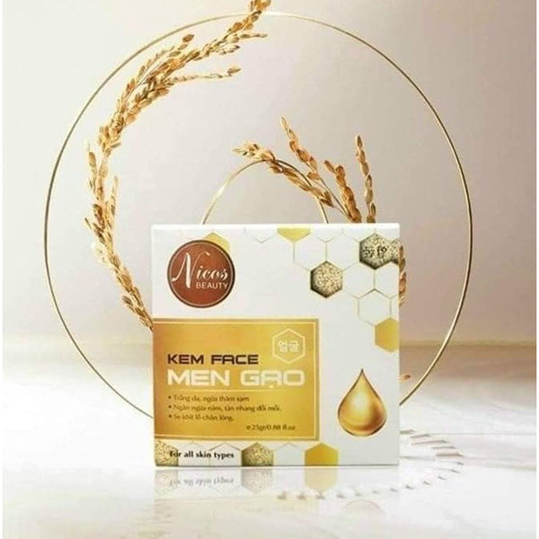 Kem face men gạo Nicos dưỡng trắng da ngừa thâm sạm se khít lỗ chân lông 25g